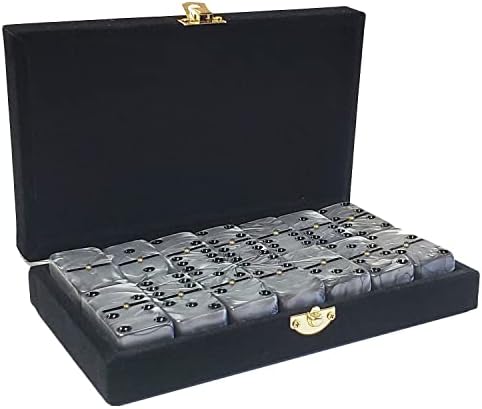Domino Double 6 Silver Marbleized Tiles Jumbo Tournament Size