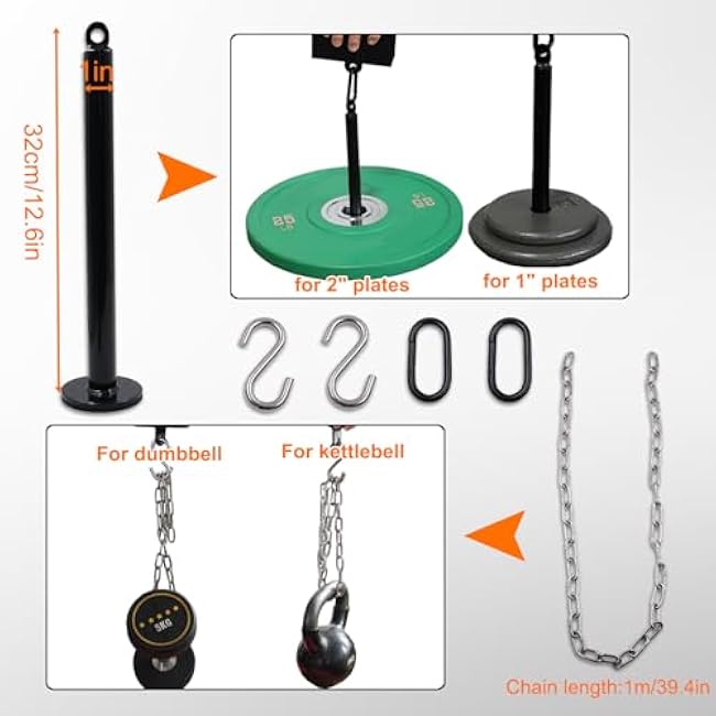 J Bryant Iron Pinch Grip Set with Loading Pin and Chain, Pinch Block Grip for Rock Climbing Forearm Finger Strength Training, Home Gym Hand Pinching Power Strengthener Equipment