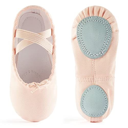 Canvas Ballet Shoes for Girls, Dance Practice Slippers Split Soft Leather Flat Shoes(Toddler/Little Kid/Big Kid)2