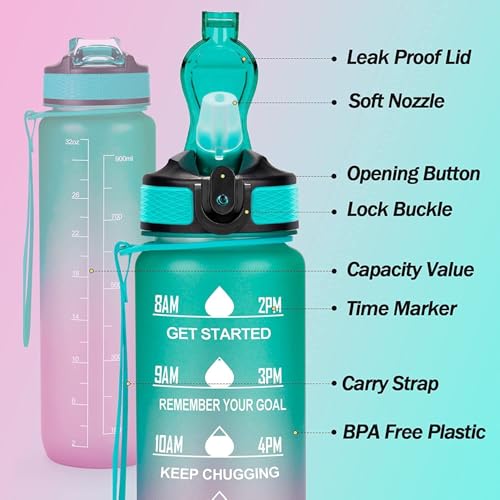 Image of Water Bottles Sipper Bottle For Adults, Kids,Unbreakable Motivational Water Bottle Time Mark Sipper With Straw & Time For Gym Office School Home Water Bottle for Kids