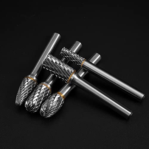 Image of HIDOTOL Carbide Burr Set 1 /4 inch Shank 10PC Tungsten Double Cut Carbide Rotary Burr Set for Metal and Wood Carving, Grinding, Polishing, Engraving, Drilling in Sturdy Round Case.