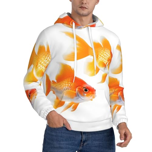 Sweat à capuche chaud homme motif poisson rouge vêtement d'hiver confortable