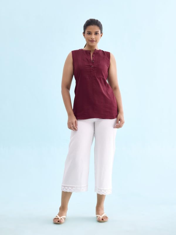 Image of GO COLORS Soft Linen Wide Pant Full Length for Women| Breathable, Mid Rise
