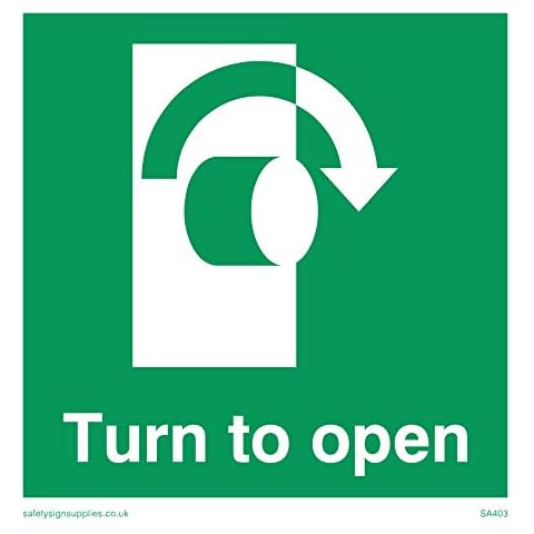 Viking Signs SA403-S85-V Right Down Arrow"Turn To Open" Sign, Vinyl, 85 mm H x 85 mm W Cover
