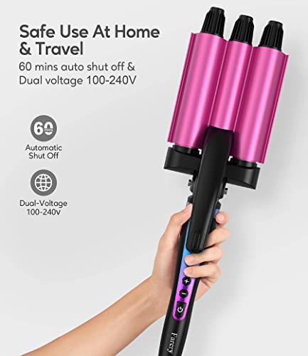 FARERY Conjunto de modelador de cachos 5 em 1 (0,9-3,8 cm) com 3 Barris Beach Waves Modelador de cac