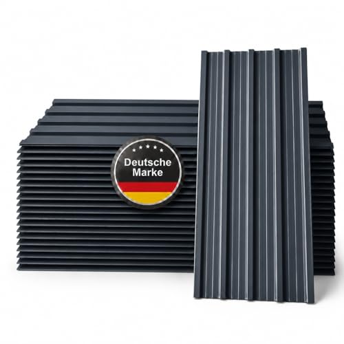 Trapezblech Dachplatten 22er Set Anthrazit RAL 7016 1090 x 445 mm verzinkt Dachblech Profilblech für Gartenhaus Carport Schuppen und Gerätehaus