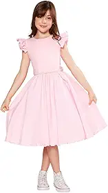 Vestido Infantil Godê Liso Rosa Festa Aniversário Casamento Luxo Formatura Eventos
