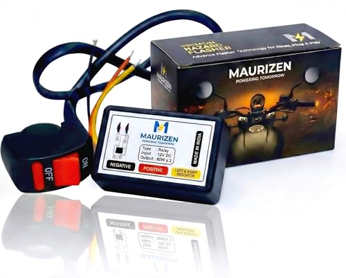Image of MAURIZEN Universal Hazard Flasher with ON /OFF Switch for All Bike /Scooty | Universal Blinker Module | 22 Customizable Flash Patterns | Waterproof