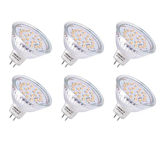 LEDGLE MR16 12V Bombilla LED, GU5.3 Socket, 50W Luz halógena Equivalente, Blanco Cálido 3000K, 300 Lumen, 6 Piezas A+