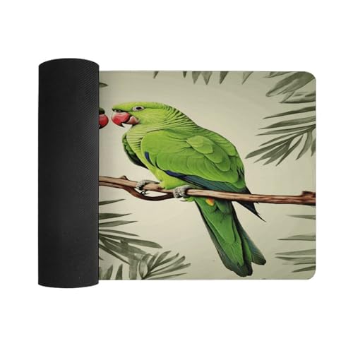 Couple Parrots Olive Mouse Pad grande antideslizante miniatura 3