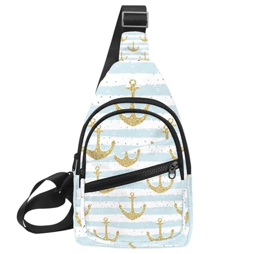 Sac de poitrine pour homme motif ancre rayé 30x18cm petit sac bandoulière