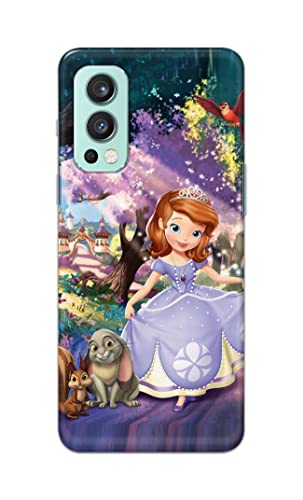 Image of PRINTFIDAA Cartoon Little Girl with Crown and Pet Animals Printed Designer Hard Case for OnePlus Nord 2 (5G) Back Cover -(e) RPM1008