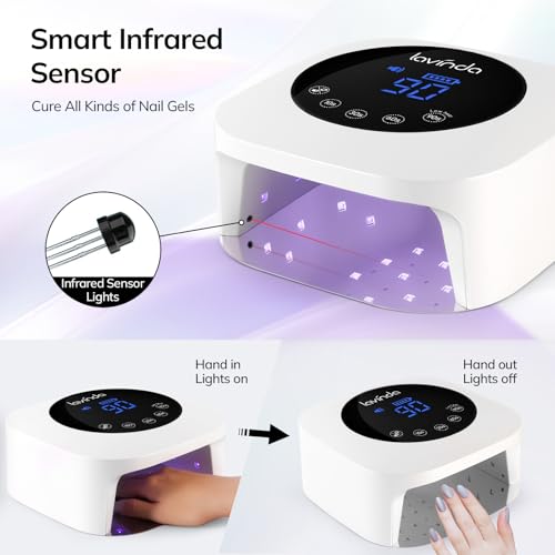 Lavinda UV LED Nail Lamp, Cordless Nail Lamp 54W Rechargeable Nail Dryer Gel Polish Light with Large LCD Display, Professional Gel Curing Lamp with 4 Timer Setting Auto Sensor for Salon and Home - Thumbnail 4