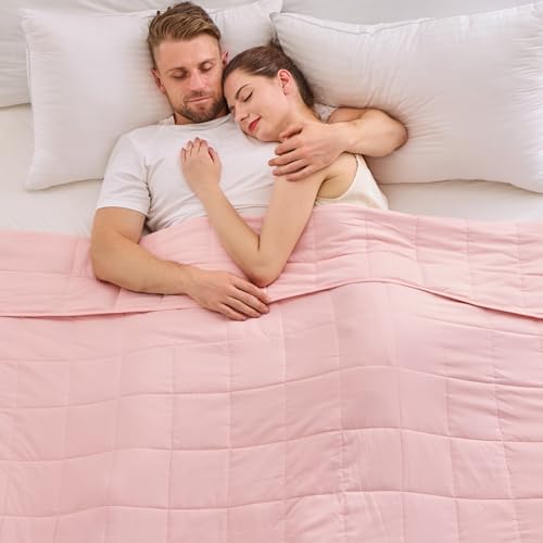 Image of yescool King Size Weighted Blanket for Adults (20 lbs, 80 inch x 87 inch, Pink) Cooling Heavy Blanket for Sleeping Perfect for 190-210 lbs, Breathable Blanket for Adults & Couple All Season, Machine Washable