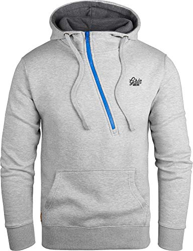 Preisvergleich Produktbild Grin&Bear Herren Kapuzenpullover mit schräg Zip grau meliert, M, GEC445