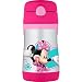 THERMOS Vacuum Insulated Stainless Steel 10-Ounce Straw Bottle, Minnie's Bow-Tique