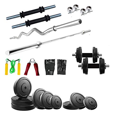 INFINITY FITNESS Weightlifting 50 kg Rubber Weight Home Gym Package