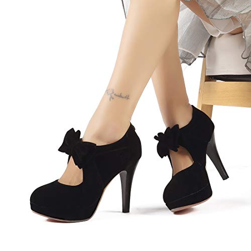 Image of Mostrin Fashion Vintage Womens Small Bowtie Platform Pumps Ladies Sexy High Heeled Shoes