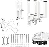Cargo Trailer Ladder Rack-200lb Load-Carry 1-2 Ladders-Adjustable Aluminum Side Mount RV Ladder Rack-Rubber Pads/Bungee Cords/Hooks for Open/Enclosed Trailer/Garage/Shed Exterior/Interior Wall