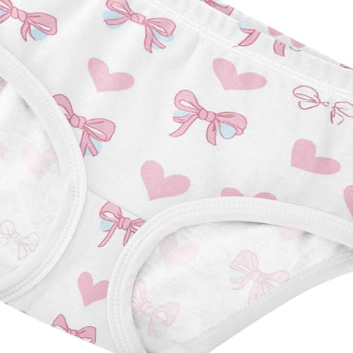 Wusikd Pink Ribbon Bow Heart Girls' Underwear Cotton Girls Briefs Soft Toddler Underwear 2T4