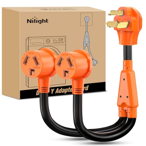 Image of Nilight EV Dryer Y Splitter Adapter Cord 30 Amp Male Plug to Two 30Amp Female Receptacle 3 Prong 125V /250V 7500 Watt Pure Copper Conversion Heavy Duty STW 10 AWG Cable 10-30P 10-30R 30M /30F