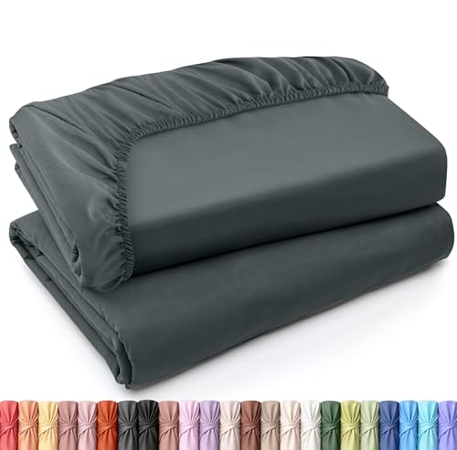 Utopia Bedding Twin XL Fitted Sheets - Bulk Pack of 2 Bottom Sheets - Soft Brushed Microfiber - Deep Pockets - Shrinkage & Fade Resistant - Easy Care (Twin XL, Grey)