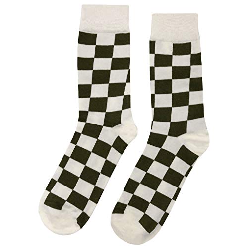 Checker #2 Dress Socks 4 Pack Funny Novelty Crazy Fun Design Men Size 8-12 Cotton Casual Crew Colorful Funky Fancy Socks Gift for Men3