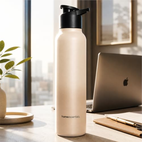 Image of HomeEssentials Premium Stainless Steel Water Bottle - Single-Wall 1000ml | Single-Wall Insulated Leakproof Stainless Steel Lid | Unbreakable, BPA-Free, Fridge Bottles for Home, Office, School, Travel