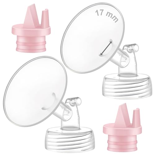Image of Maymom Pump Part Compatible with Spectra/Ameda Luna Pumps, Syngery Gold; Incl Wide Mouth Flange 17 mm 2nd Gen. Pink Valve; Not Original Spectra Flange; Replaces Spectra S1 S2, Plus Shield, Accessories