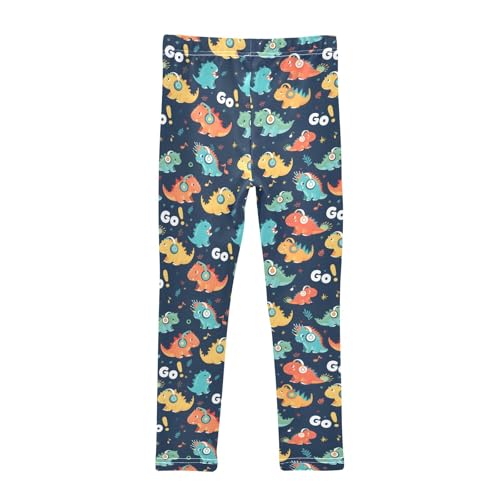 senya Girls Printed Leggings Yoga Pants Dinosaur Headset Leaves Go Pattern for Kids in 4t to 10 Years, 4T2