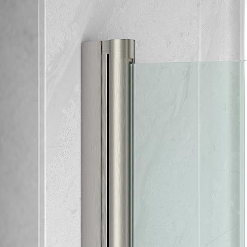 Ckb Portland 35 In. W X 55 In. H Frameless Pivot Tub Door 1/5" Clear Glass. 180 Degree Rotatable Bathtub Shower Door, Brushed Nickel #TOP3