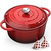Pentola in Ghisa Smaltata - 26cm Pentole Olandese con Coperchio Casseruola Dutch Oven, Topbooc Rotonda Cocotte Padella Compatibile Induzione, Gas, Forno, per Pane, Stufati, Zuppe, 5L