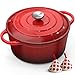 Gusseisen Topf Brotbackform - 26cm Schmortopf Emaille Gusseiserner mit Deckel, Gusseisentopf Brot Backen Brottopf Bräter, Brotbacktopf Backofenfest Dutch Oven Töpfe Gusseisenpfanne Kochtopf Topbooc