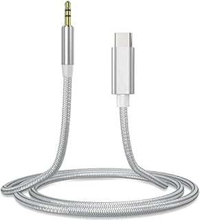 USB C to 3.5mm Audio Aux Jack Cable,USB Type C Adapter to 3.5mm Headphone Adapter Dongle Cable Cord Car Compatible with Samsung Galaxy S21/S20/Google Pixel 2/3XL/Huawei P40/P30/iPad/Xiaomi (silver)