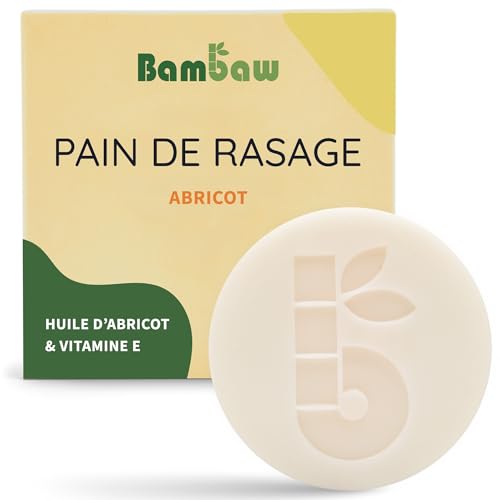 Bambaw | Pain de rasage per donne | 80g | Savon de Rasage Solide à l'Huile d'Abricot & Vitamine E | Savon Rasage Tous Types de Peau | Savon Artisanal & Vegan | Parfum Abricot