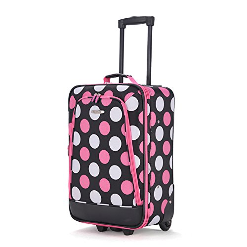 Rockland Fashion Softside Upright Luggage Set, Multi/Pink Dot, 2-Piece (14/19)