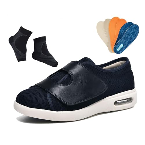 Mens Diabetic Edema Shoes, Summer Mesh Breathable Adjustable Orthopedic Diabetic Shoes for Men, Lightweight Wide Width Elderly Sneakers, for Elderly, Swollen Feet, Plantar Fasciitis