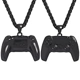 Socokici Black Iced Out Game Controller Pendant, Cool Style Punk Hip Hop Chain Necklace for Boys, Girls, Men, Women, and Friends