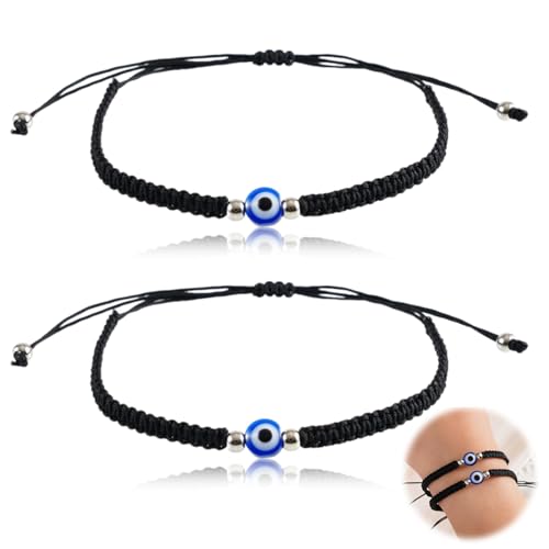Jormftte 2 Pcs Nazar Bracelets, 16-30 cm Evil Eye String, Resin Nazar Friendship Protection, Handmade Lucky Black Charm Metal Braided Rope Party Kids Cord Favors Turkish Jewelry Jormftte 2 Pcs Nazar Bracelets, 16-30 cm Evil Eye String, Resin Nazar Friendship Protection, Handmade Lucky Black Charm Metal Braided Rope Party Kids Cord Favors Turkish Jewelry