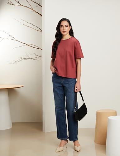 Image of Symbol Premium Women Super Soft Cotton Round Neck Solid T-Shirt (Stylish | Oversized Fit) (Available in Plus Sizes)