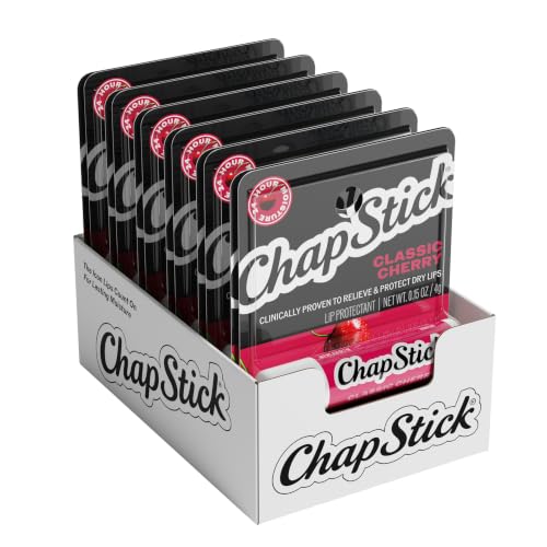 ChapStick Classic Cherry Lip Balm Tube Flavored Lip Balm for Lip Care on Chafed Chapped or Cracked Lips - 0.15 Oz (Pack of 12)