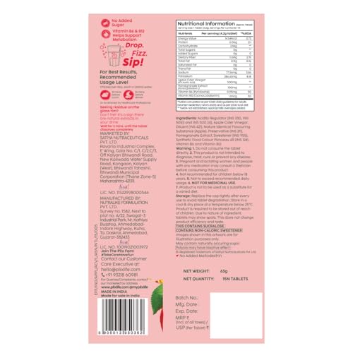 Image of THE PLANT FIX Apple Cider Vinegar Effervescent Tablet with mother | Supports Metabolism & Appetite Control I With 500mg ACV, Vit B6 & B12 I No Maltodextrin, No Added Sugar I Pack of 2 (30 tablets)