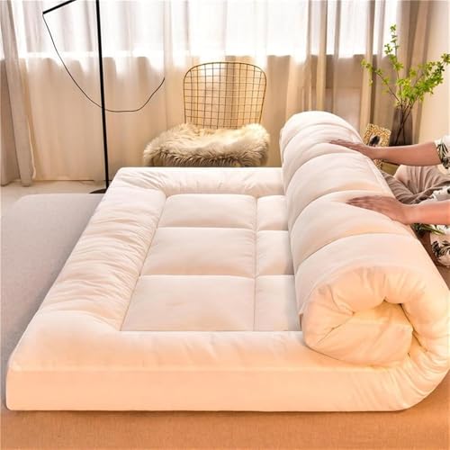 Colchón plegable portátil japonés, grueso, transpirable, diseño enrollable, cómodo para uso individual/doble, perfecto para el hogar, viajes, camping, invitados fiestas de pijamas