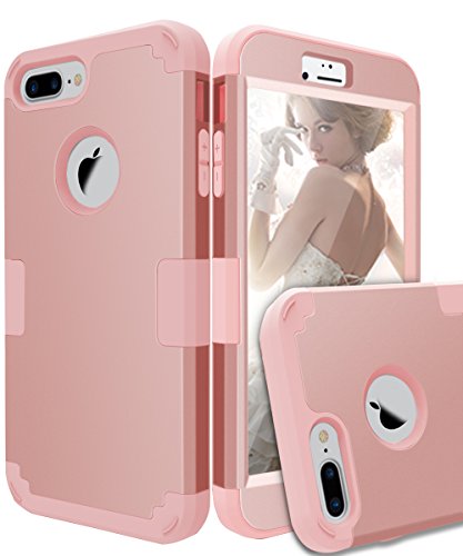 TOPSKY iPhone 7 Plus Case Three Layer Shockproof Heavy Duty High Impact Resistant Hybrid Protective Cover Case for Apple iPhone 7 Plus 5.5 inch,Rose Gold