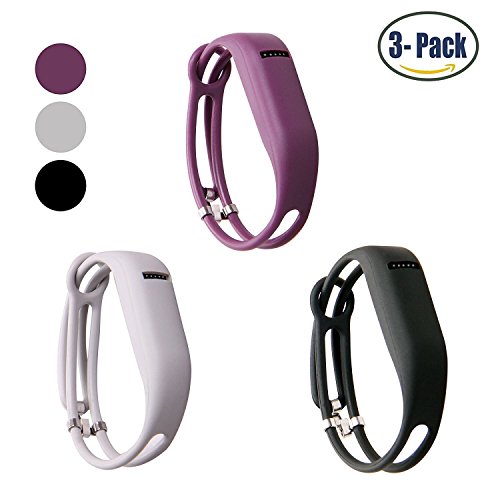 Hotodeal Replacement Bands for Fitbit Flex, Fashion Adjustable Silicone Wristband, Hollowed Design with Secure Metal Clasp, Prevent Tracker Falling Off, Comfortable, Pack of 3 (Black+Purple+Grey)