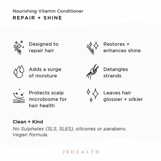 JSHealth Nourishing Vitamin Hair Conditioner, Deep Conditioner for Dry Hair, Sulfate Free, Vegan & Safe for Colored Hair - Image 3