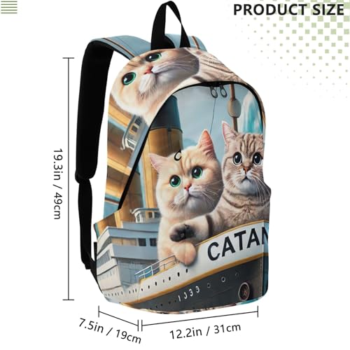 Cute Cats Titanic Kitten Lightweight Casual Backpack for Men Women Cool Bookbag for Teen Girls3