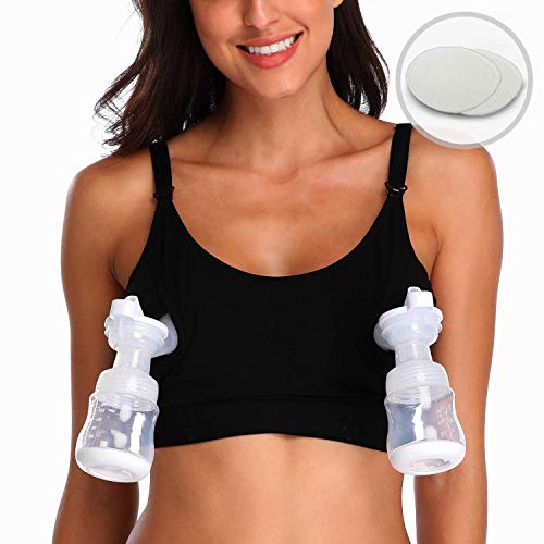 Hands Free Pumping Bra, Breast Pump Bra, Lupantte Adjustable Breastfeeding Nursing Bra for Holding Breast Pumps Like Spectra, Lansinoh, Philips Avent, Ameda, Bellababy,etc. (X-Large)