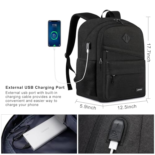 School Backpack for Teens Boys, 15.6 Inch Laptop Backpack with USB Charging Port & Water Resistant Design, College High School Book Bag for Students, Black3