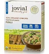 Jovial Einkorn 100% Organic Whole Grain Fusilli - Einkorn Pasta, High Protein, Non-GMO, USDA Cert...